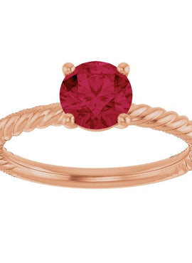 14K White Gold Lab-Grown Ruby Ring