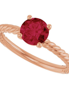 14K White Gold Lab-Grown Ruby Ring