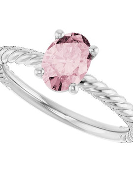 14K White Gold Lab-Grown Ruby Ring