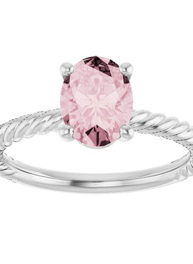 14K White Gold Lab-Grown Ruby Ring