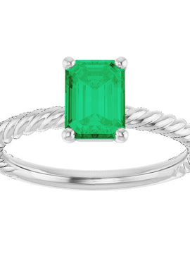 14K White Gold Lab-Grown Ruby Ring