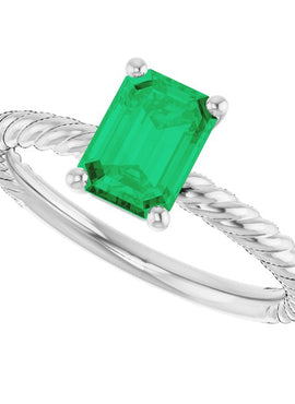 14K White Gold Lab-Grown Ruby Ring