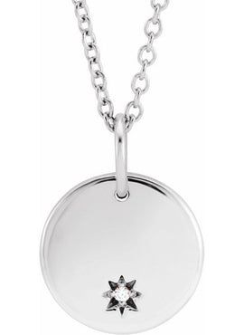 14K Rose Gold Engravable .005 CT Natural Diamond 16-18