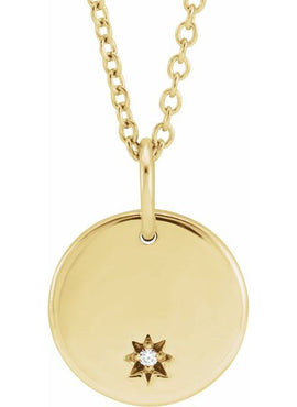 14K Rose Gold Engravable .005 CT Natural Diamond 16-18