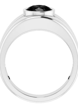 14K White Gold Natural Black Onyx Bezel Ring