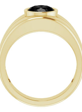 14K White Gold Natural Black Onyx Bezel Ring