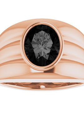 14K White Gold Natural Black Onyx Bezel Ring