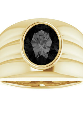 14K White Gold Natural Black Onyx Bezel Ring
