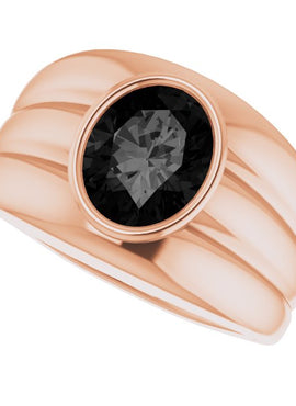 14K White Gold Natural Black Onyx Bezel Ring