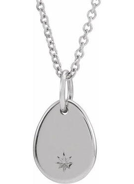 14K Yellow Gold Engravable Pear 16-18