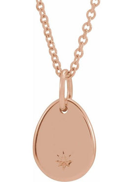 14K Yellow Gold Engravable Pear 16-18
