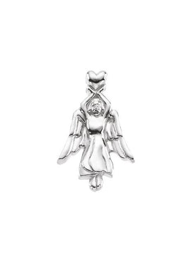 14K White Gold Angel with Heart Lapel Pin