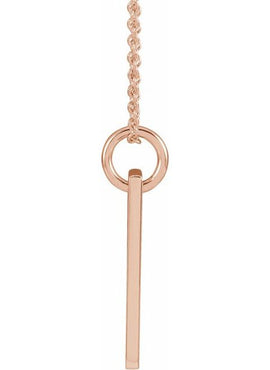 14K Rose Gold Natural Mozambique Garnet Cross Bar 16-18