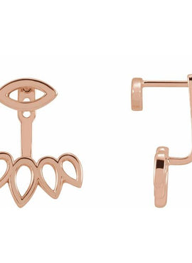 14K White Gold Geometric Stud Earrings & Ear Jackets