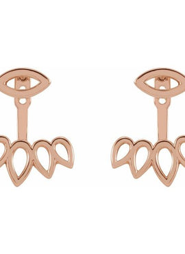 14K White Gold Geometric Stud Earrings & Ear Jackets