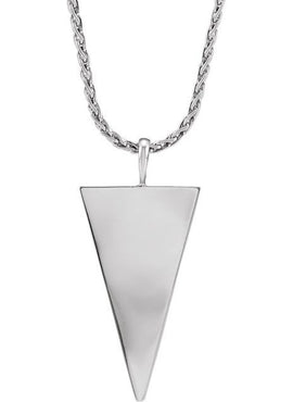 14K White Gold Engravable Geometric Pendant