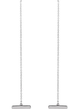 14K White Gold Bar Chain Earrings