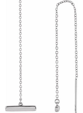 14K White Gold Bar Chain Earrings
