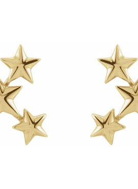 14K Yellow Gold Star Ear Climbers