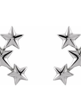 14K Yellow Gold Star Ear Climbers