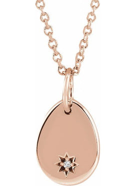14K Yellow Gold Engravable .005 CT Natural Diamond 16-18