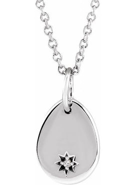 14K Yellow Gold Engravable .005 CT Natural Diamond 16-18