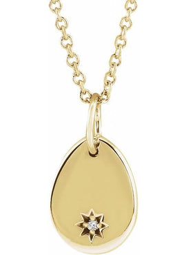 14K Yellow Gold Engravable .005 CT Natural Diamond 16-18