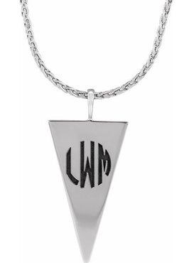 14K White Gold Engravable Geometric Pendant