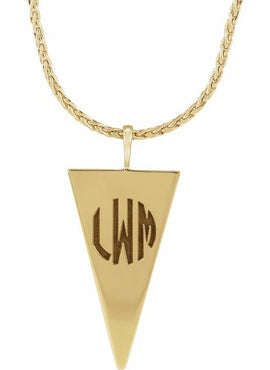 14K White Gold Engravable Geometric Pendant