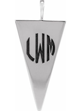 14K White Gold Engravable Geometric Pendant