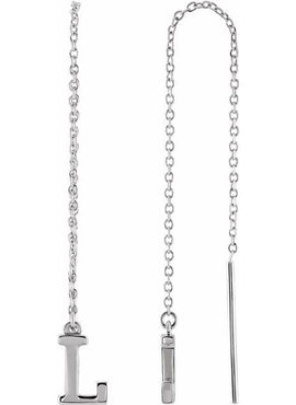 14K Yellow Gold Single Initial A Chain Earring