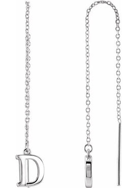 14K Yellow Gold Single Initial A Chain Earring