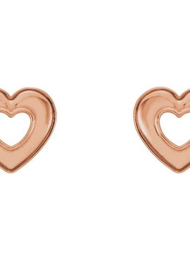 14K Rose Gold Heart Earrings