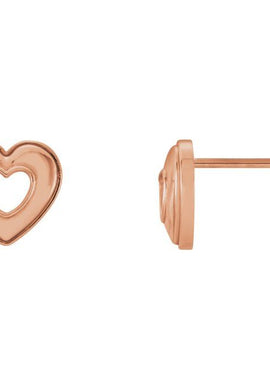 14K Rose Gold Heart Earrings