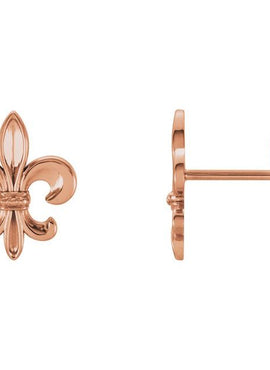 14K White Gold Fleur-de-lis Earrings