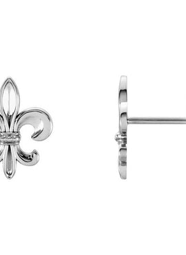 14K White Gold Fleur-de-lis Earrings
