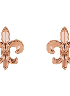 14K White Gold Fleur-de-lis Earrings