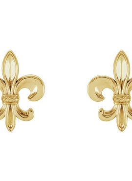 14K White Gold Fleur-de-lis Earrings