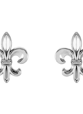 14K White Gold Fleur-de-lis Earrings