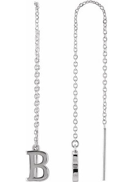 14K Yellow Gold Single Initial A Chain Earring