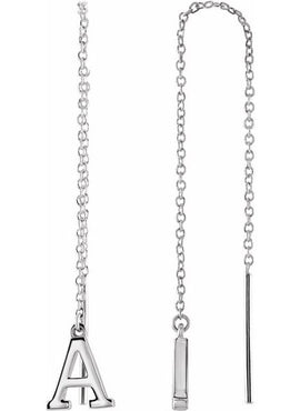 14K Yellow Gold Single Initial A Chain Earring