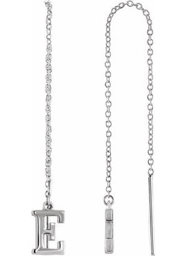 14K Yellow Gold Single Initial A Chain Earring
