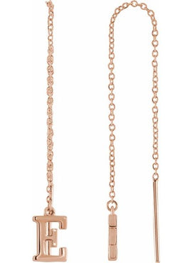 14K Yellow Gold Single Initial A Chain Earring