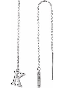 14K Yellow Gold Single Initial A Chain Earring