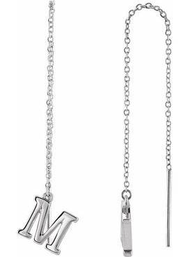 14K Yellow Gold Single Initial A Chain Earring