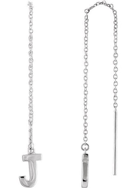 14K Yellow Gold Single Initial A Chain Earring