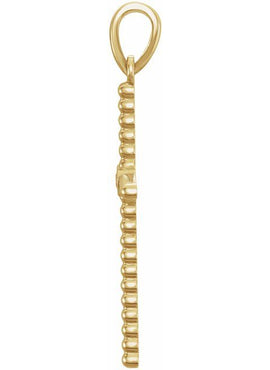 14K Yellow Gold 33.3x17.6 mm .03 CTW Natural Diamond Beaded Cross Pendant