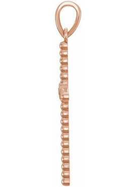 14K Yellow Gold 33.3x17.6 mm .03 CTW Natural Diamond Beaded Cross Pendant