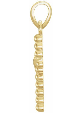 14K Yellow Gold 33.3x17.6 mm .03 CTW Natural Diamond Beaded Cross Pendant