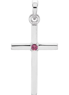 14K White Gold .01 CT Natural Diamond Cross Pendant